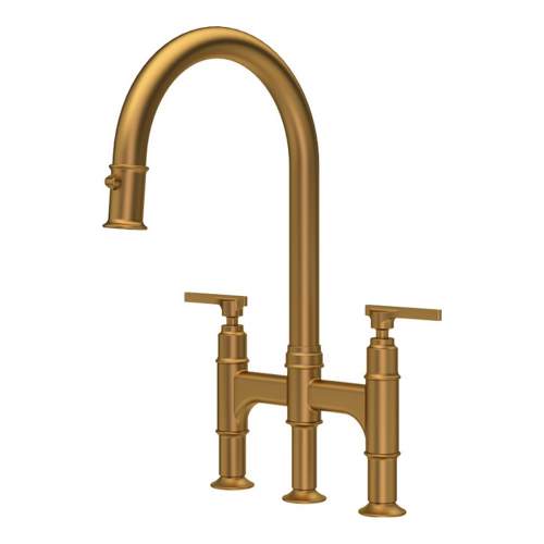 Perrin and Rowe 4956 Southbank Twin Lever Bridge Kitchen Mixer Tap with Pull Out Spray