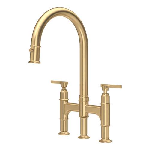 Perrin and Rowe 4956 Southbank Twin Lever Bridge Kitchen Mixer Tap with Pull Out Spray