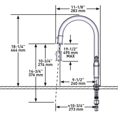 Perrin and Rowe 4956 Southbank Twin Lever Bridge Kitchen Mixer Tap with Pull Out Spray