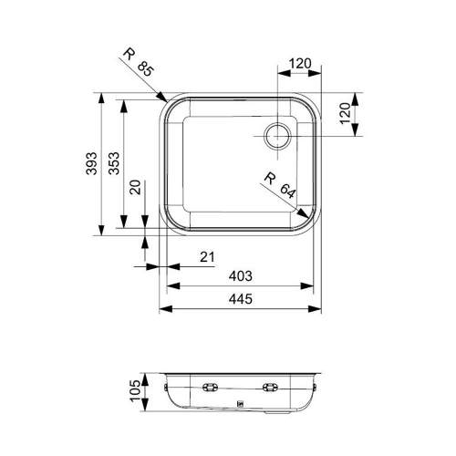 Reginox L18 4035 10cm Shallow Single Bowl Kitchen Sink