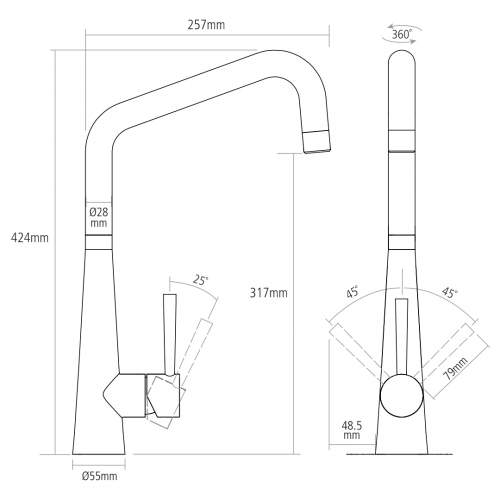 Caple Ridley Quad Single Lever Kitchen Tap