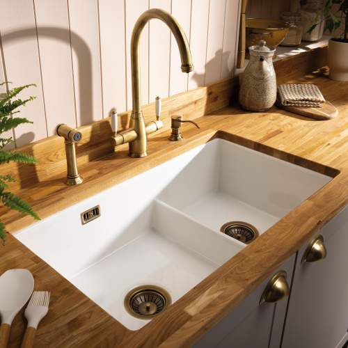 Abode SANDON 1.75 Bowl Ceramic Kitchen Sink