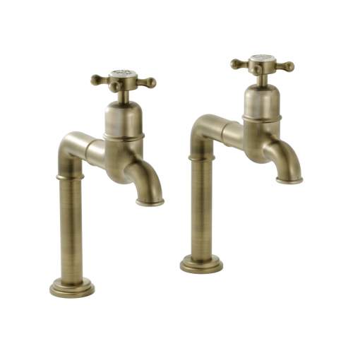 Bidbury and Co Caswell Old English Brass Bibcock Taps with Crosshead Handles