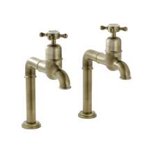 Bidbury and Co Caswell Old English Brass Bibcock Taps with Crosshead Handles