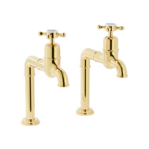 Bidbury and Co Caswell Old English Brass Bibcock Taps with Crosshead Handles