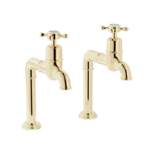 Bidbury and Co Caswell Old English Brass Bibcock Taps with Crosshead Handles
