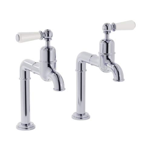 Bidbury and Co Hanford Chrome Bibcock Taps with Porcelain Lever Handles