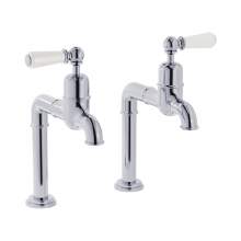 Bidbury and Co Hanford Chrome Bibcock Taps with Porcelain Lever Handles