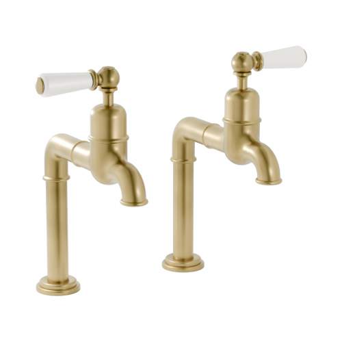 Bidbury and Co Hanford Chrome Bibcock Taps with Porcelain Lever Handles