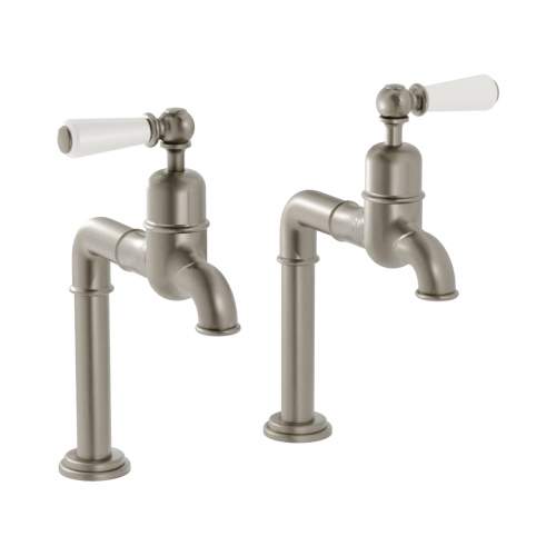 Bidbury and Co Hanford Chrome Bibcock Taps with Porcelain Lever Handles