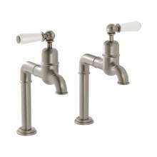Bidbury and Co Hanford Chrome Bibcock Taps with Porcelain Lever Handles