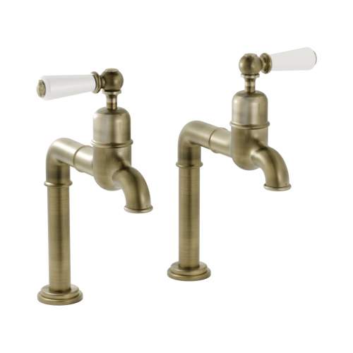 Bidbury and Co Hanford Chrome Bibcock Taps with Porcelain Lever Handles