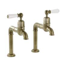 Bidbury and Co Hanford Chrome Bibcock Taps with Porcelain Lever Handles