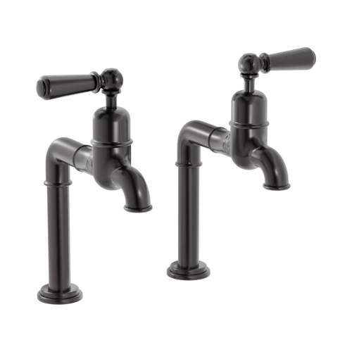 Bidbury and Co Hanford Chrome Bibcock Taps with Porcelain Lever Handles
