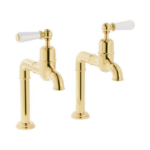 Bidbury and Co Hanford Chrome Bibcock Taps with Porcelain Lever Handles