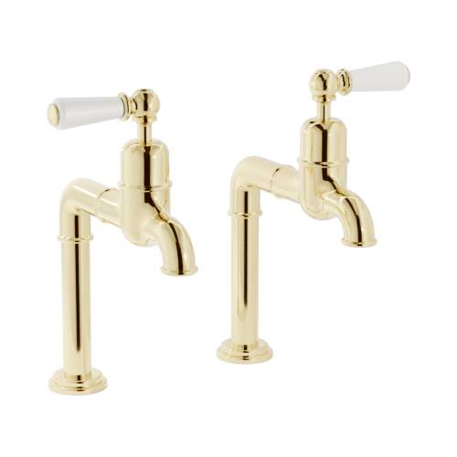 Bidbury and Co Hanford Chrome Bibcock Taps with Porcelain Lever Handles