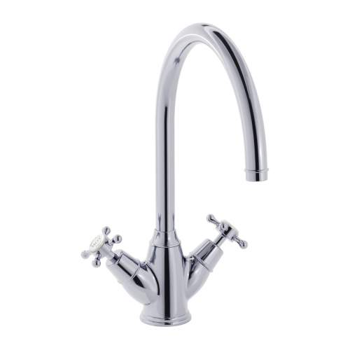 Bidbury and Co Yorkley Chrome Twin Lever Monobloc Tap with Crosshead Handles