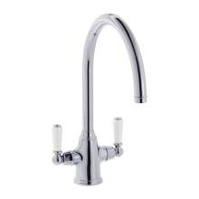 Bidbury and Co Amesbury Twin Lever Chrome Monobloc Tap with Porcelain Handles