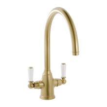 Bidbury and Co Amesbury Twin Lever Chrome Monobloc Tap with Porcelain Handles