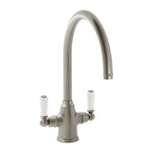 Bidbury and Co Amesbury Twin Lever Chrome Monobloc Tap with Porcelain Handles