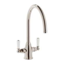 Bidbury and Co Amesbury Twin Lever Chrome Monobloc Tap with Porcelain Handles