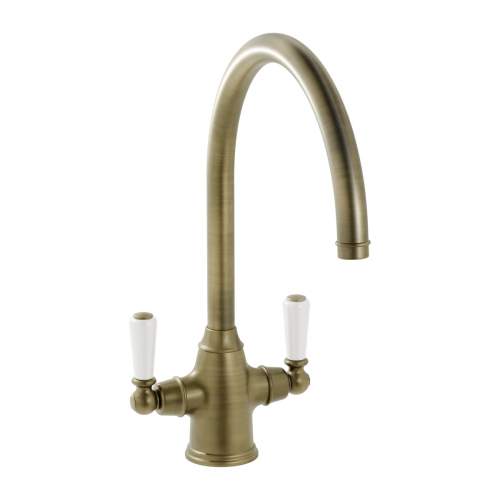 Bidbury and Co Amesbury Twin Lever Chrome Monobloc Tap with Porcelain Handles