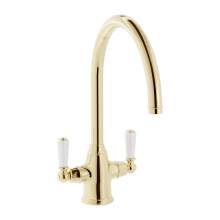Bidbury and Co Amesbury Twin Lever Chrome Monobloc Tap with Porcelain Handles