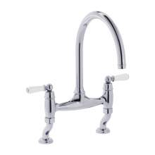 Bidbury and Co Moreton Twin Lever Chrome Bridge Tap with Porcelain Handles
