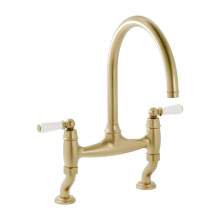 Bidbury and Co Moreton Twin Lever Chrome Bridge Tap with Porcelain Handles