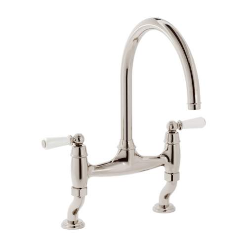 Bidbury and Co Moreton Twin Lever Chrome Bridge Tap with Porcelain Handles