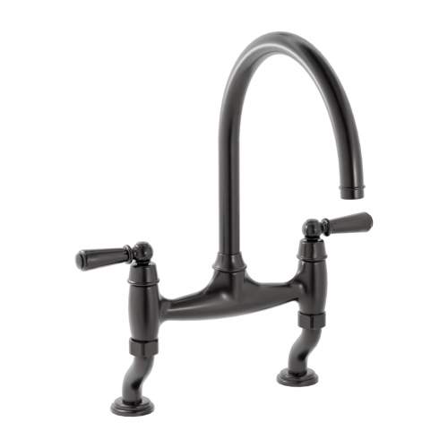 Bidbury and Co Moreton Twin Lever Chrome Bridge Tap with Porcelain Handles