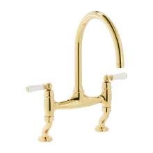 Bidbury and Co Moreton Twin Lever Chrome Bridge Tap with Porcelain Handles