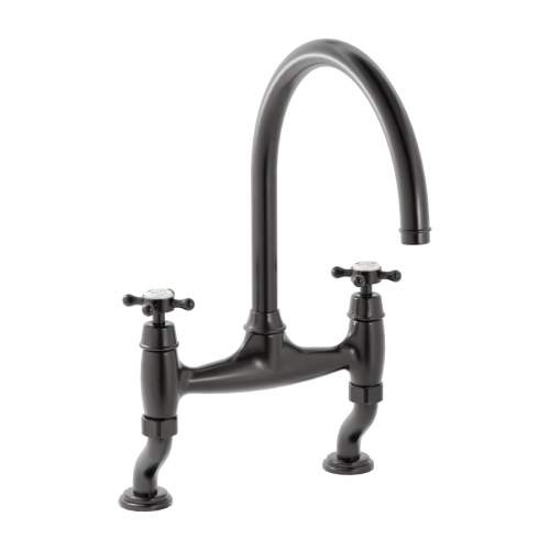 Bidbury and Co Sherborne Chrome Twin Lever Bridge Tap with Crosshead Handles