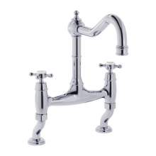 Bidbury and Co Fairford Chrome Twin Lever Bridge Tap with Crosshead Handles