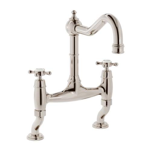 Bidbury and Co Fairford Chrome Twin Lever Bridge Tap with Crosshead Handles