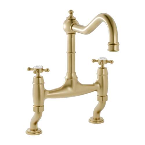 Bidbury and Co Fairford Chrome Twin Lever Bridge Tap with Crosshead Handles
