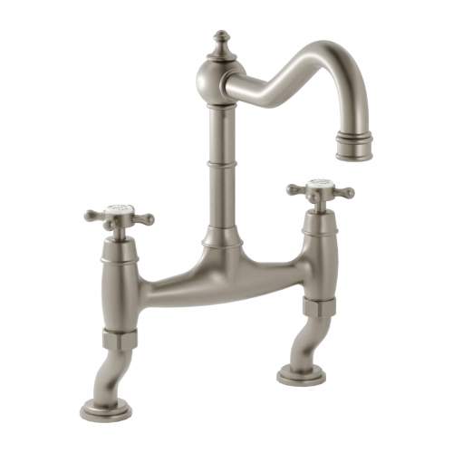 Bidbury and Co Fairford Chrome Twin Lever Bridge Tap with Crosshead Handles