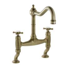 Bidbury and Co Fairford Chrome Twin Lever Bridge Tap with Crosshead Handles