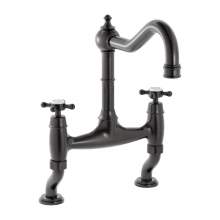 Bidbury and Co Fairford Blackened Brass Twin Lever Bridge Tap with Crosshead Handles