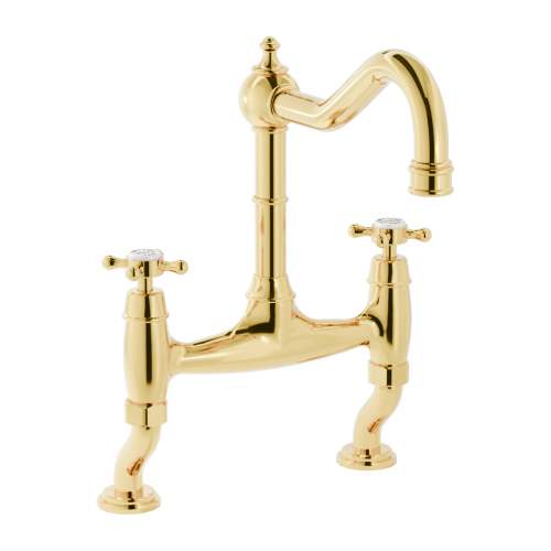 Bidbury and Co Fairford Blackened Brass Twin Lever Bridge Tap with Crosshead Handles