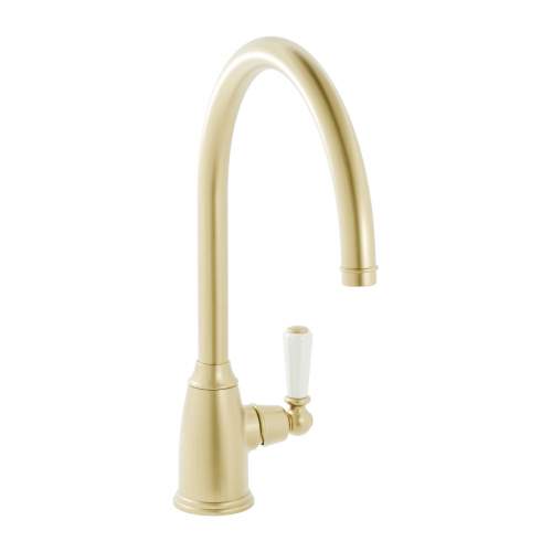 Bidbury and Co Malvern Brushed Brass Single Lever Monobloc Tap with Porcelain Handles