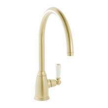 Bidbury and Co Malvern Brushed Brass Single Lever Monobloc Tap with Porcelain Handles