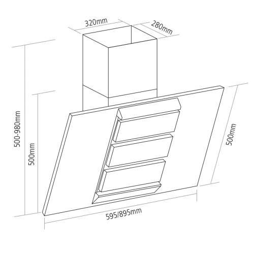 Caple SP913BK 90cm Spirit Black Glass Wall Chimney Hood