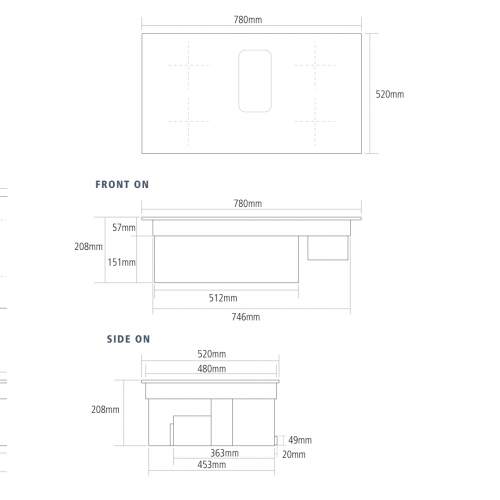 Caple DD782BK 78cm Induction Hob with Downdraft Extractor