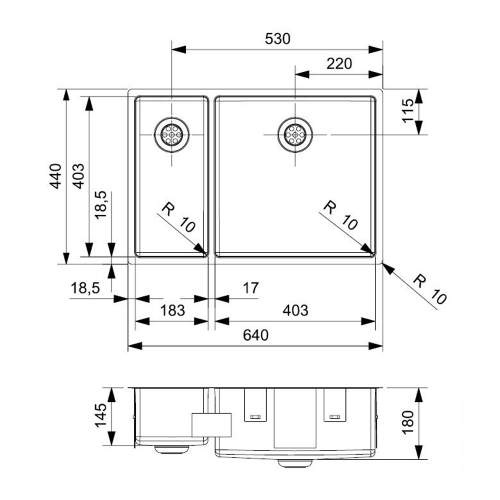Reginox New York 18X40+40X40 1.5 Bowl Kitchen Sink