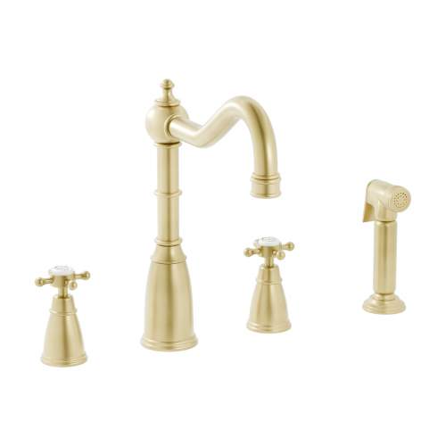 Bidbury & Co Georgeton 4 Hole Kitchen Mixer with Crosshead Handles and Country Spout