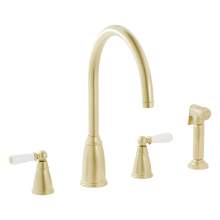Bidbury & Co Hannington 4 Hole Kitchen Mixer with Ceramic Lever Handles and Swan Spout