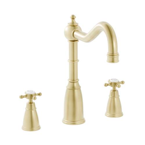 Bidbury & Co Kelston 3 Hole Kitchen Mixer with Crosshead Handles and Country Spout