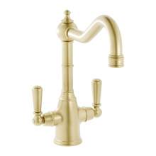 Bidbury & Co Bickton Twin Lever Brushed Brass Monobloc Tap with Metal Handles