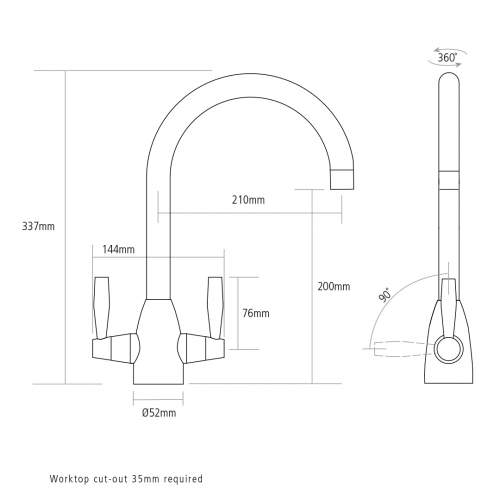 Caple AVEL Twin Lever Antique Brass Kitchen Tap